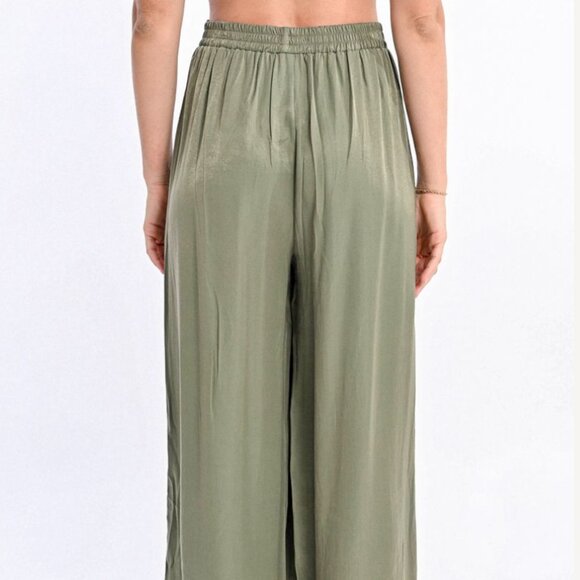 Army Green Olive Pull-on Elastic Waist pants - Picture 5 of 6